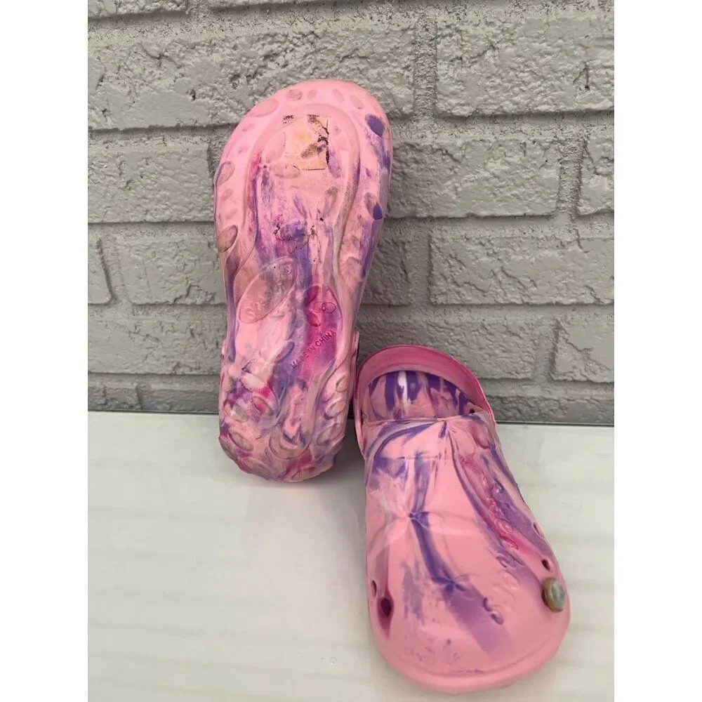 Skechers Girls Pink Tie Dye Rubber Sandals Size 5